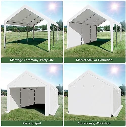 carport 10x20ft heavy duty canopy storage shed,portable garage, side view