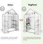 heyfurni walk in greenhouse with 3 tier 6, side view