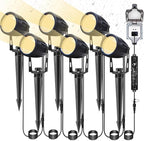 Low Voltage Landscape Lighting 6 Pack, 12V LED Outdoor Landscape Spotlights Outside Graden Pathway Lights, Plug in Spot Lights with Waterproof Transformer for House Yard Flag Tree Lawn Decor