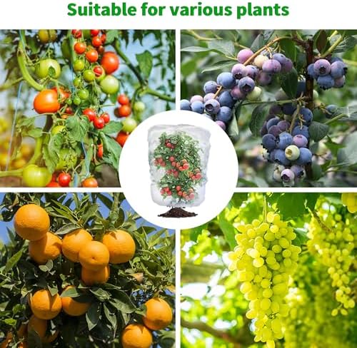 afzdby garden mesh netting with drawstring,plants cover protection, side view