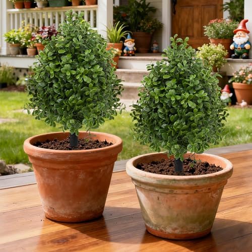 bdor 22" artificial boxwood topiary bushes ball trees, front angle view