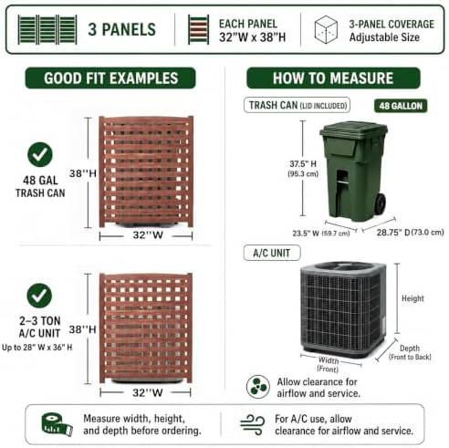 32" w x 38" h air conditioner fence, front angle view