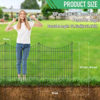 10‑panel no‑dig metal garden fence 32"h x 23.6'l shown in use
