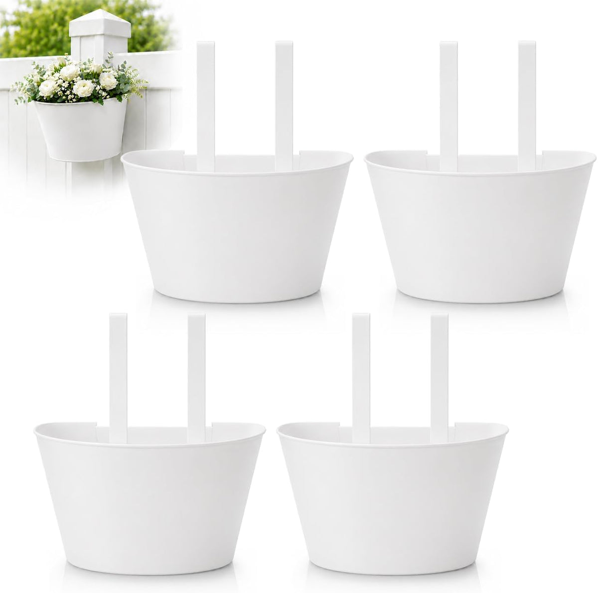 white metal fence post planter for 4x4 &, main product view