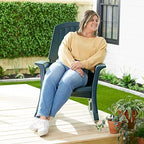 Rockaway Heavy Duty All Weather Patio or Deck Rocking Chair, Green | Polyethylene Outdoor Rocker with Backrest and Armrests for Porch, Deck, and Patio