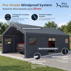 phi villa 13x24ft portable garage carport, car tents, package contents