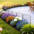 shoplala garden fence (20 panels) 12.5inx16.5in black metal, front angle view