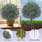 24.7" artificial boxwood topiary ball trees with lavender, close-up detail