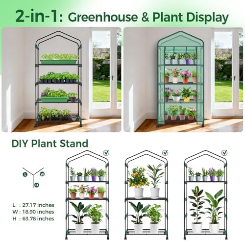ohuhu small greenhouse for indoor outdoor with wheel on a desk or shelf