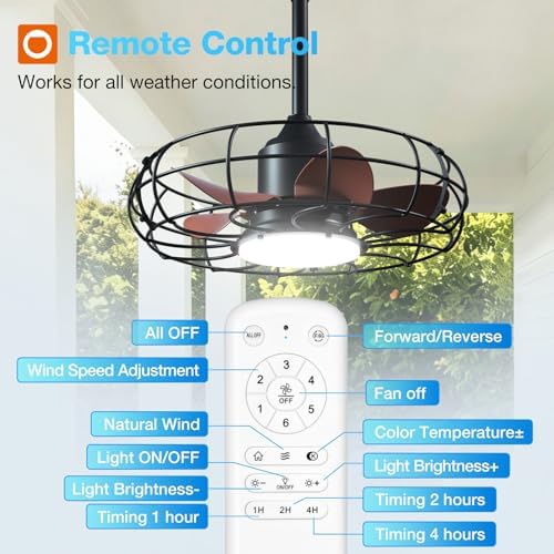 addlon 20" outdoor ceiling fan with light for, view 9