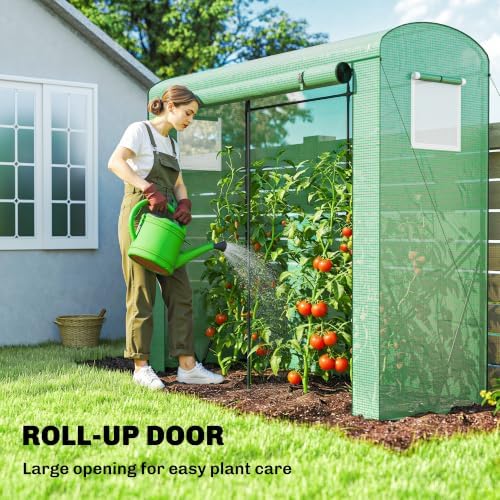 outsunny mini greenhouse portable roll-up door 78.7" x showing dimensions