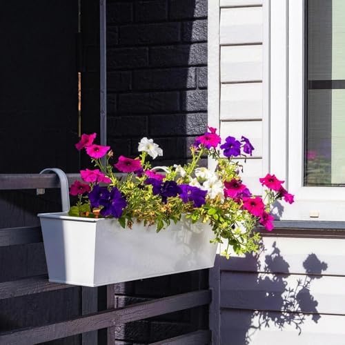 metal railing planters, 16 inch large rectangular hanging, package contents