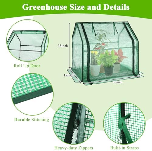 u'artlines portable mini greenhouse small green house 36x18x33 shown in use