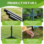 sweetcrispy 56"x56"x77" outdoor greenhouse, with 2 tier 8 showing dimensions