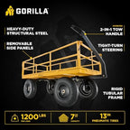 gorilla carts steel utility garden cart, 1200 lb. shown in use