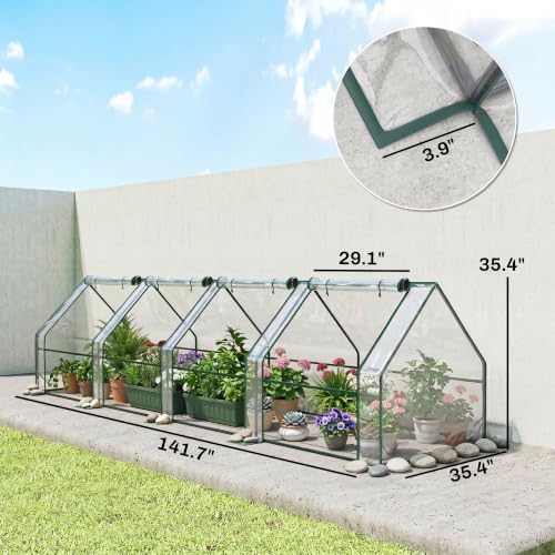 outsunny 12' x 3' x 3' mini greenhouse on a desk or shelf