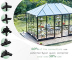 amerlife 14x9.5x9 ft hybrid polycarbonate greenhouse quick-connect assembly, close-up detail