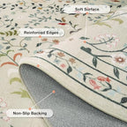 Runner Rug Washable Runners Kitchen Rugs Non Slip Neutral Floral Carpet | 2'6''x8', Beige, Animal, Hallways, Entryway, Living Room, Bedroom, Laundry, Stain Resistant, Indoor