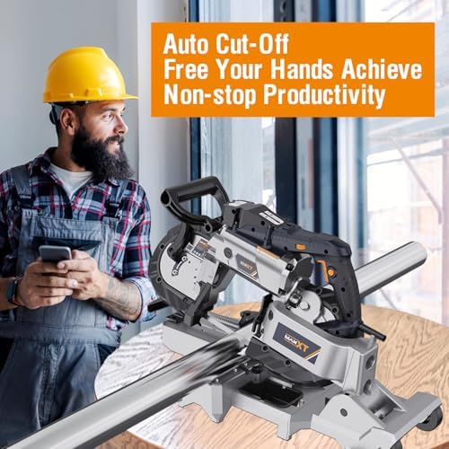 maxxt 2-in-1 band saw with table saw base showing dimensions