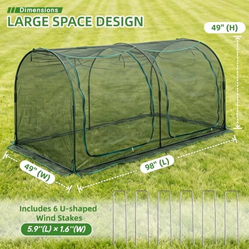garden cover,98"x49"x49" crop cage for garden with zipper,garden shown in use