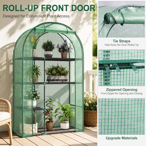 4-tier mini greenhouse for outdoors, 40" x 18", side view