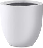 Kante 13.4" Dia Round Concrete Planter, Large Outdoor Modern Indoor Decorative Plant Pots with Drainage Hole and Rubber Plug for Home and Garden, Pure White
