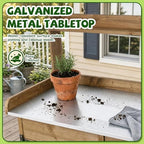 ketive outdoor potting bench with storage, 41-inch metal, side view