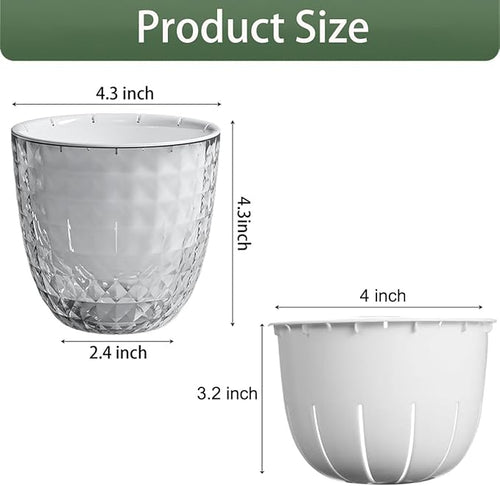 4 Pack 4 inch Self Watering Pots Planters for Indoor Plants, African Violets Pots with Wick Rope, Modern Plastic Nursery Pots for All House Plants,Flowers Succulents,Herbs,Cactus,Orchids