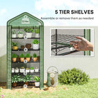 outsunny 5 tier mini greenhouse small portable 76", side view