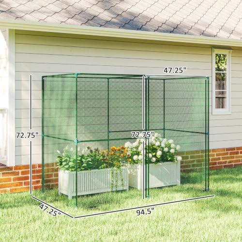 outsunny 8' x 4' x 6' crop cage on a desk or shelf