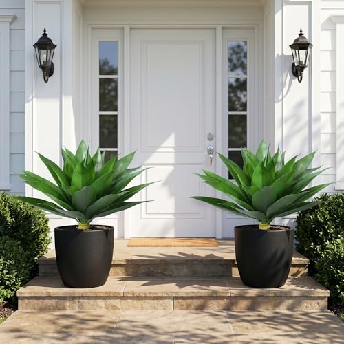 ivydale fake plants agave artificial plants outdoor 2 on a desk or shelf