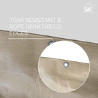 tan extra heavy duty 16 mil poly tarp on a desk or shelf