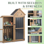 outdoor storage cabinet weatherproof with 3 adjustable shelves, close-up detail