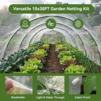 garden netting kit for raised beds, 10x30ft ultra shown in use