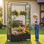 happygrill 2 64" raised garden bed with trellis, view 9