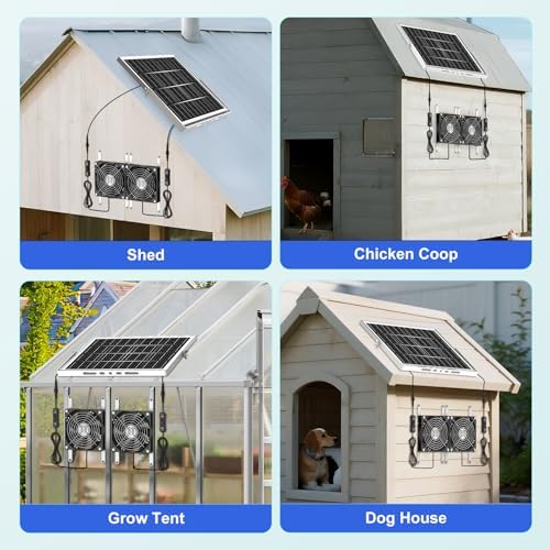 5.5" solar chicken coop fan 2 kit, 20w, side view