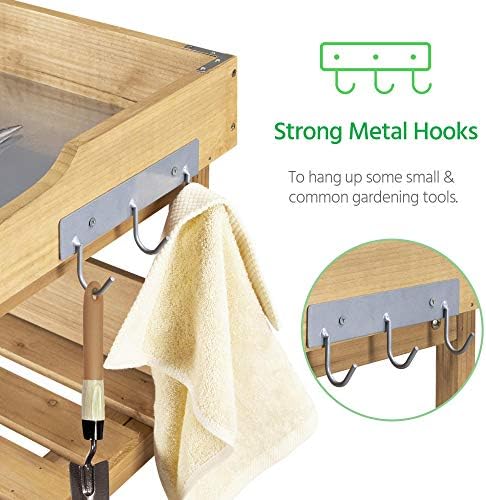 yaheetech potting bench outdoor console table w/3-tier storage,natural, package contents