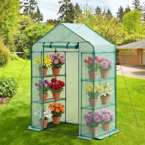 vevor walk-in greenhouse, 55.5" x 28.3" x 78.7", front angle view