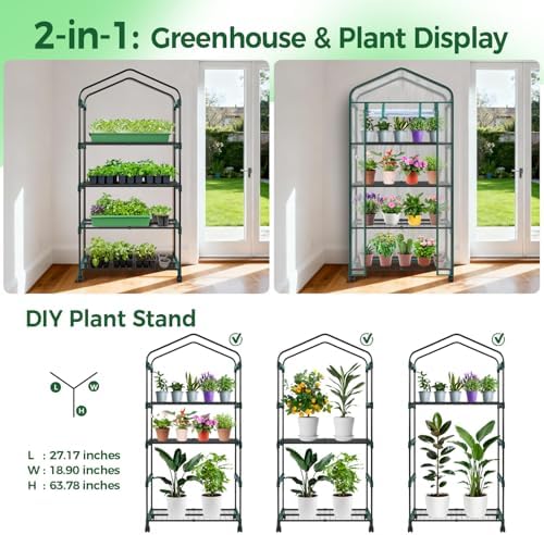 ohuhu mini greenhouse for indoor outdoor with wheel on a desk or shelf