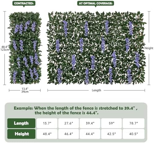 expandable faux fence privacy screen with flowers for shown in use