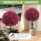 set of 2 artificial red eucalyptus topiary ball, side view