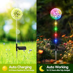 solar garden lights outdoor waterproof dandelion flower yard, close-up detail