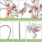 hyeflora 3pcs artificial magnolia flowers stems for spring, side view