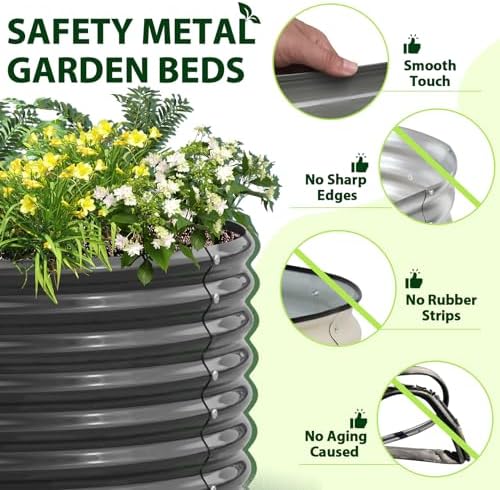 anleolife 8x4x2ft oval deep root galvanized raised garden, front angle view