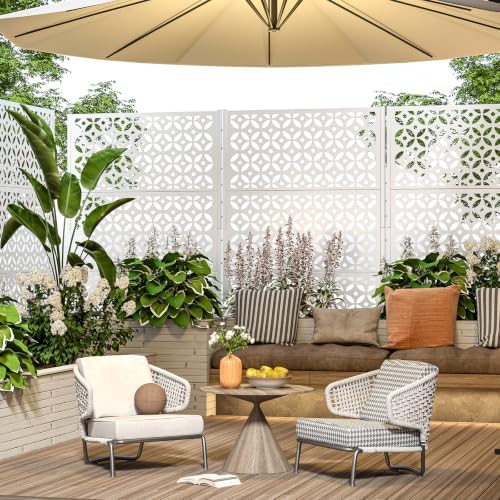 metal outdoor privacy fence 72" h×45.7" w balcony, front angle view
