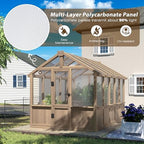 mupater 6'x10' wooden greenhouse for outdoor, heavy duty, close-up detail