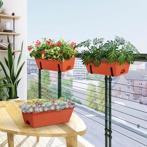 eteli railing planter box 6 pack balcony planters showing dimensions