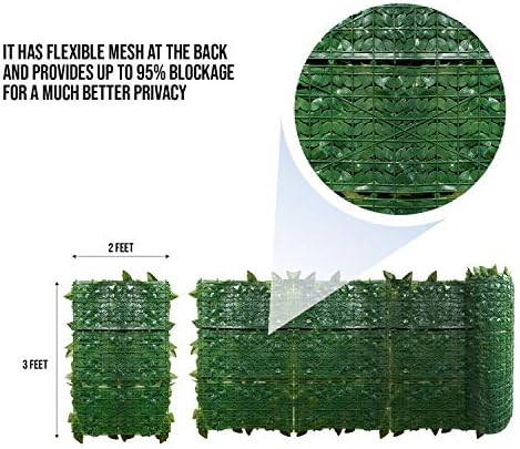 e&k sunrise 3 pcs 3'x8' faux laurel leaf showing dimensions