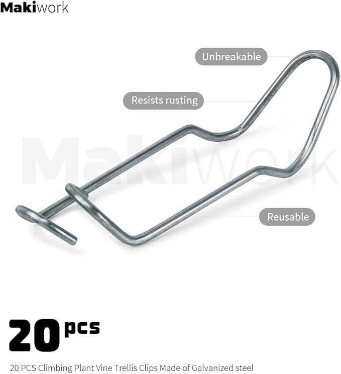 5/16 Inch 8mm Plants Vines Stakes Galvanized Steel Clips Garden Support Stakes Joints Climbing Vine Trellis Clips Plant Climbing Frame Buckles for Tomato Cucumber Eggplant Vine Vegetable,20 PCS