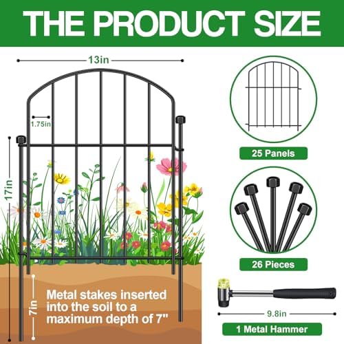 decorative garden fence, 25-pack no dig animal barrier shown in use